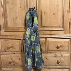 India Hicks Scarf or Sarong, grey, chartreuse green, light grey